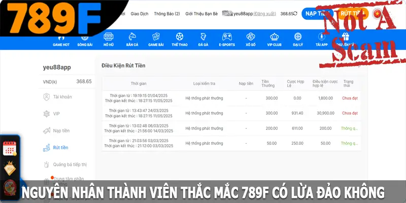 Nguyên nhân thành viên thắc mắc 789F có lừa đảo không
