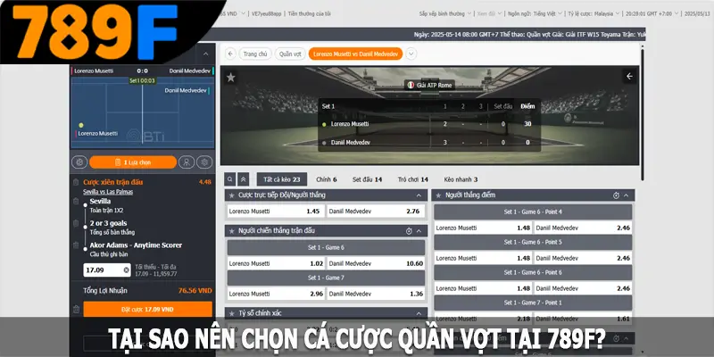 Tại sao nên chọn cá cược quần vợt tại 789F?