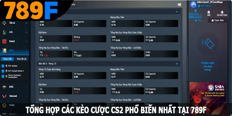 Tổng hợp các kèo cược CS2 phổ biến nhất tại 789F